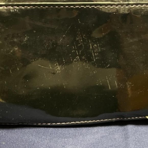 Franco Sarto Purple Quilted Black Patent Leather Zip Tote Bag Handbag 9x4x8" - Picture 13 of 13